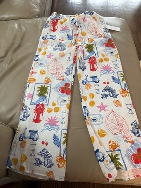 Siena Sky Straight-Leg Pants with Multicolor Nautical Print